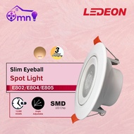 LEDEON LED Eyeball Slim Body Ceiling Recessed Spotlight 3000K Warm White Yellow Light 3C 3 Color Cha