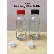 [6PCS] 30ml Mini Long Glass Bottle for Liniment, Liquid Repacking Sampling Bottle | Botol Kaca Koson