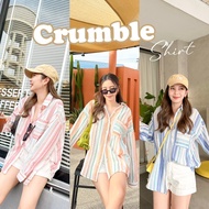 CRUMBLE SHIRT Beautiful Striped Long-Sleeved There Is A Bag. Wrinkled Fabric No Need To Iron