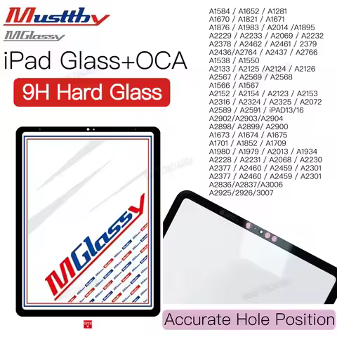 2PCS BLACK Glass with OCA Adhesive Cover MUSTTBY for IPad/ipad PRO/ipad Air/mini 10.9 11 13 Inch 12.
