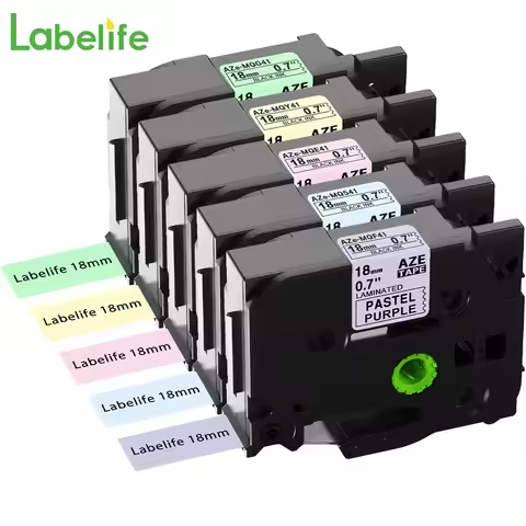 5 Pale Colors Matt Tape 9/12/18/24mm 8m Compatible for Brother P-touch Label Maker PTD600 PTP710BT P