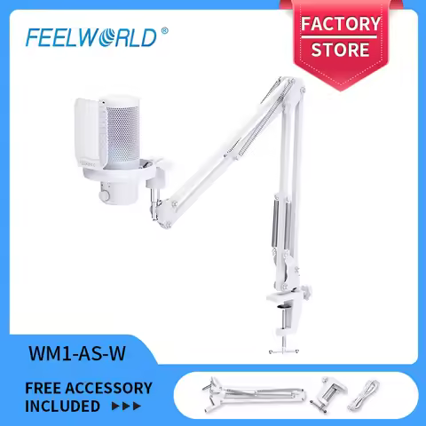 FEELWORLD VM1-AS USB Condenser Gaming Microphone for Streaming Noise Cancellation Mute RGB Light Boo