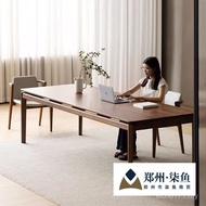 Workbench Simple Solid Wood North Dining Table Long Log Black Walnut Bar Table Modern Desk European 
