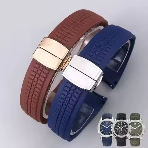 High Quality Soft Rubber Watch Band Aquanaut Fits For Patek Philippe Silicone 5164A 5167A 5168A Fold