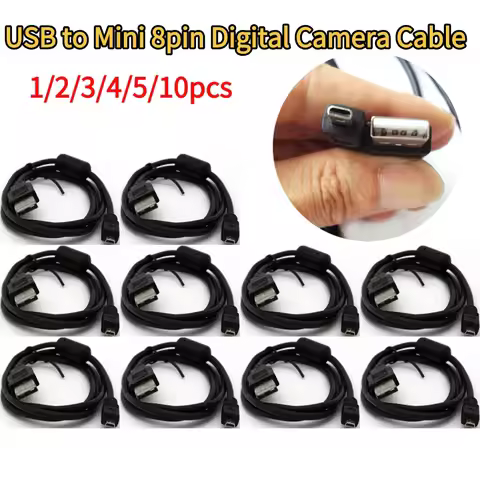for Nikon Coolpix Pentax Optio FinePix Lumix USB to Mini 8pin Digital Camera Cable USB2.0 Type A Mal