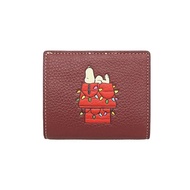 [Coach] Wallet (half wallet) FCF252 CF252 Wine Multi Peanut Collaboration Snoopy Lights Motif Leather Snap Round Zip-up Wallet Women [Outlet product] [Brand]