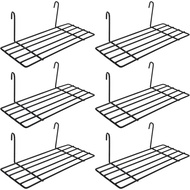 6 Pcs Grid Wall Shelves, 9.8" L X 3.9" D Wire Straight Shelf With Hooks, Hanging Shelf For Wall Grid