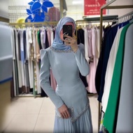 2 Piece Abaya Pleated Dress Women Dresses Sequins Lace Up Islam Long Robe Jalabiya Kaftan Eid Muslim