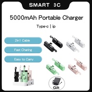 5000mAh Powerbank Portable Charger Mini Capsule Power Bank Fast Charging for Type-C iphone External Battery