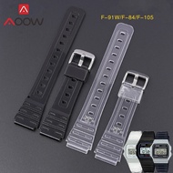 Rubber Sport Strap for Casio F91W F-84 F-105 108 A158 A168 AE1200 AE1300 Men Women Glossy Waterproof Replacement Watch Band