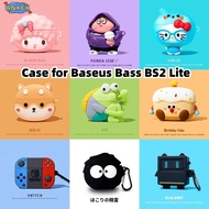 Compatible with Baseus Bass BS2 Lite Bluetooth Earphone Protective Silicone Cute Cartoon Covers Blue