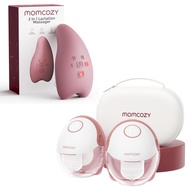 Momcozy M6 Breast Pump Hands Free Mobile Style (2 Pack)& A1Pro Lactation Massager Bundle,Ideal Rhyth
