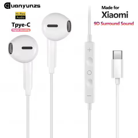 Original Type-C Wired Headphones In-Ear Earbuds 3.5mm Earphones Wire for Redmi Note K50 Xiaomi 15 14