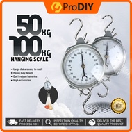 50kg 100kg Hanging Scale Weight Spring Large Display High Accuracy Big Dial Stainless Steel Mechanical Timbang Gantung.