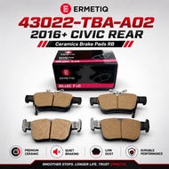 ERMETIQ 43022-TBA-A02 Premium Ceramic Rear Brake Pads for Honda Civic 2016–Up | Quiet, Powerful
