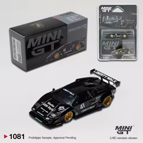 MINIGT 1081 In Stock 1:64 LBWK Lamborghini Countach LB WORKS Black Diecast Car Model Collection Toys