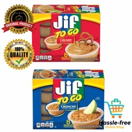 JIF TO GO CREAMY/CRUNCHY PEANUT BUTTER 8 INDIVIDUAL CUPS (8-1.5oz)(43g) CUPS NET WT 12OZ (344G) MADE