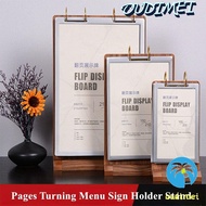 OUDIMEI Ads Display Stand, Multi page Loose leaf Menu Card Holder, Multipurpose Acrylic Wooden Holde