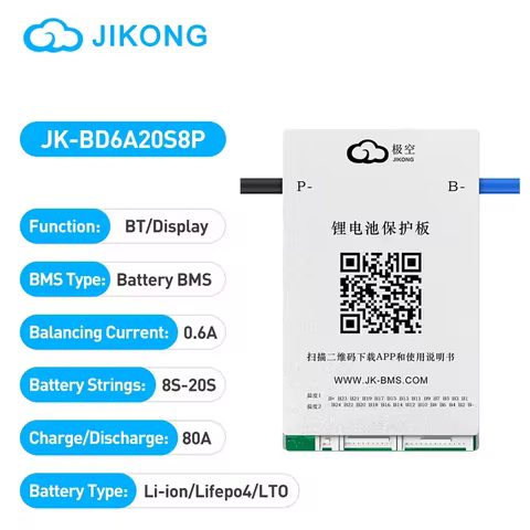 JlKONG JK-BD6A20S8P Smart Active BMS Supports 8S~20S Cells Compatible With Li-ion Lifepo4 LTO Batter