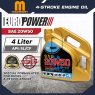 M.Machinery EUROPOWER SAE 20W50 / E20W50 4 Liter 4-Stroke Engine Oil 4L Multipurpose Premium Engine 