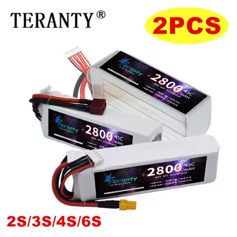 TERANTY 2S 3S 4S 6S 2800MAH Lipo Battery For Drone Quadcopter Boat RC Car 7.4V 11.1V 14.8V 22.2V 45C