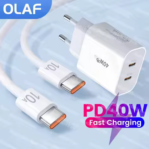 40W Fast Charger 2 Ports USB Type C PD Charger QC3.0 Wall Charger Adapter For IPhone15 Samsung Xiaom