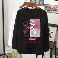 pink bear graffiti xl 2xl 3xl t-shirt viral baju lengan panjang perempuan/longsleeve blouse women/baju muslimah