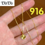Crazy2 Titanium 916 Stamp Original Malaysia Gold Necklace Lucky Clover Pendant Womens Wedding Jewelr