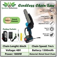 Powerful 48V 6-Inch Cordless Electric Chainsaw: Portable, Versatile Woodworking, Pruning, and Gardening Tool