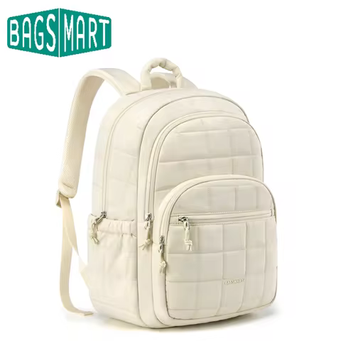 BAGSMART Laptop Bags College Casual Backpack for Women Quilted Small Computer Bookbag Water-Resistan