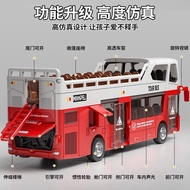 Large Double-decker Bus Model Children's Toy Car Sound Light Control Can Open Door Sightseeing Bus S