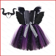 Maleficent halloween costume for kids  Animation cosplay Black witch devil role playing dress for gi