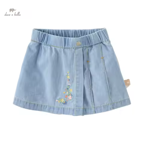 Dave Bella Children's Cowboy Culottes Kid's Clothes Girls 2024 New Summer Baby Casual Fashion Skirt 
