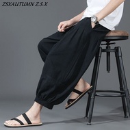 Oversized Men's Trousers In Summer Thin Wide Leg Bloomers Loose Casual Sports Linen Pants Vintag Fashion Calf-Length Pants