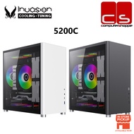 Invasion 5200C Compact M-ATX Premium Case with ARGB Fan - Black/White (AURORA FAN)