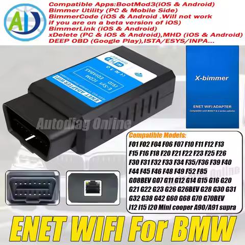 ENET WIFI for BMW ICOM F/G Series Ethernet Coding Connector Adapter for BimmerCode,Bootmod3,xDelete,