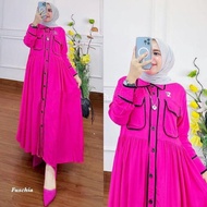 Midi Dress Zafira / Baju Gamis Muslimah Midi Matt Rayon Twill /