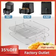 Stainless Steel Air Fryer Pot Double Layer Rack AirFryers Holder Versatile Square Roasting Grill Air