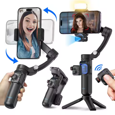 Handheld 3-Axis Gimbal Stabilizer for iPhone & Android, Anti-Shake Phone Holder with Tripod, for Vlo