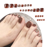 Pseudo ชุดอุปกรณ์ตกแต่งเล็บ พร้อมกาว ถอดออกได้ 24 ชิ้นต่อกล่อง