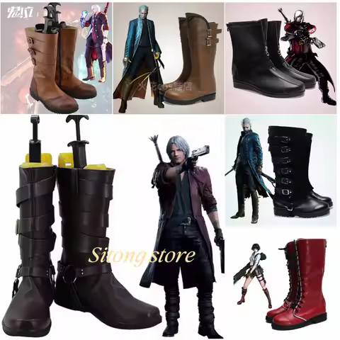 Lady Nero Vergil Dante Cosplay Shoes Game Cosplay Men Women Black Brown Red Boots Vergil Dante Cospl