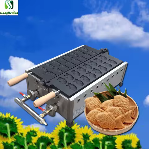 16pcs LPG gas taiyaki machine mini fish waffle maker fish shaped waffle cake making machine ice crea