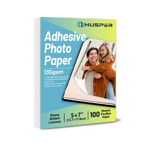 100 Sheets 5x7 Inch Adhesive Glossy Photo Paper 12.7x17.8cm 135Gsm Compatible with Inkjet Printing S
