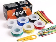 22 AWG MADCATZ Solid Core Hookup Wire + Stranded Wire 22 Gauge - 30ft, 6 Different Colored PVC Insul