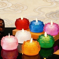 Colorful Glass Lotus Rechargeable Lamp Buddha Front Lamp Changming Household Tea Room Decoration Cha