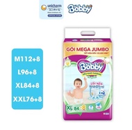 [JUMBO+8 miếng] Bobby Tã quần (M112/L96/XL84/XXL76) Siêu khô thoáng Tinh chất gạo non Nữ