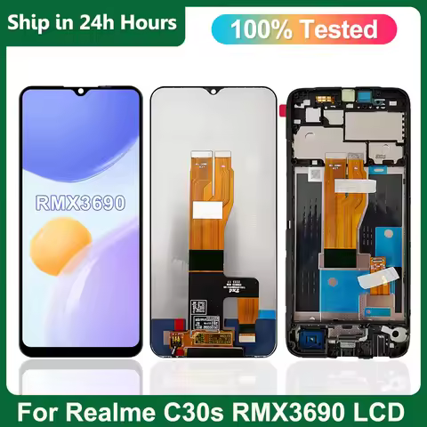 6.5" New For Oppo Realme C30s LCD Display Touch Screen with Frame, For Realme C30s RMX3690 LCD Assem