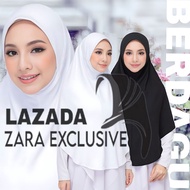 [ Berdagu ] Size 3XL Tudung Sarung Moscrepe Awning Scuba Black And White Edition / Tudung Umrah Haji