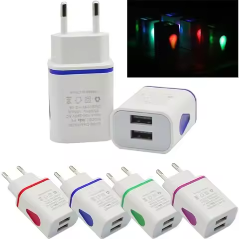 1PCS 5V2A Dual USB Phone Charger Quick Charge Travel Wireless Charger Phone Adapter for IPhone 14 15