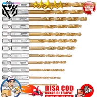 [BISA COD] - Mata Bor Power Drill Steel Titanium Hex Shank 13 PCS / Set Komplit Mata Bor Besi Baja T